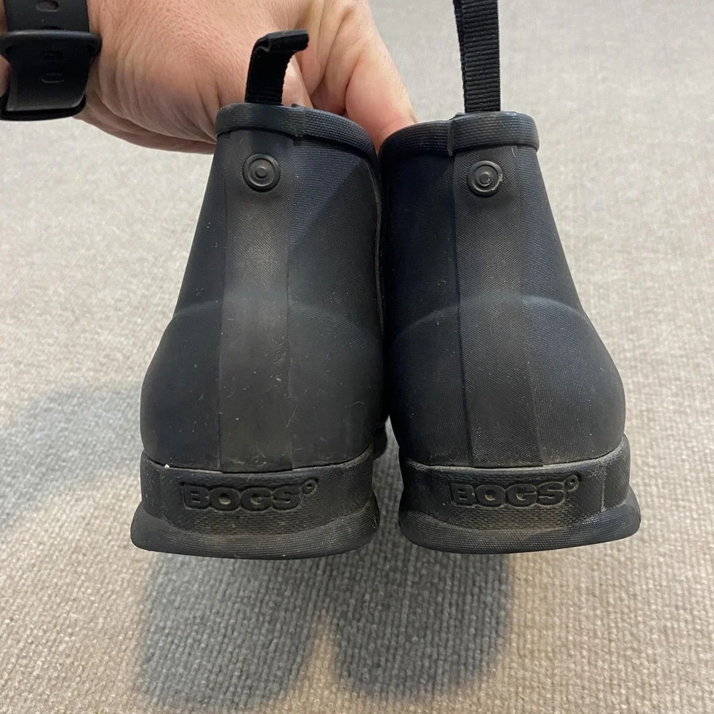 Bogs Rain Boots Womens‎ Size 10 Black Rubber Faux Fur Ankle Chelsea 72421-001